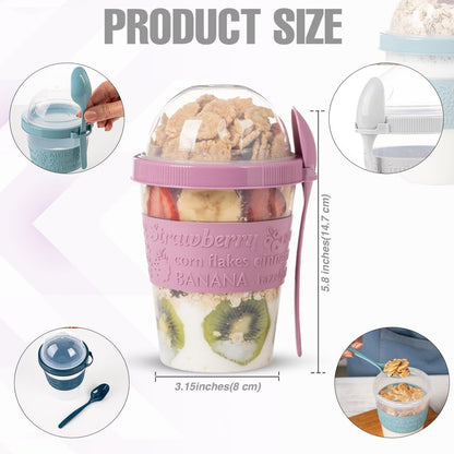 On-The-Go Yogurt & Cereal Cups with Lids and Spoon