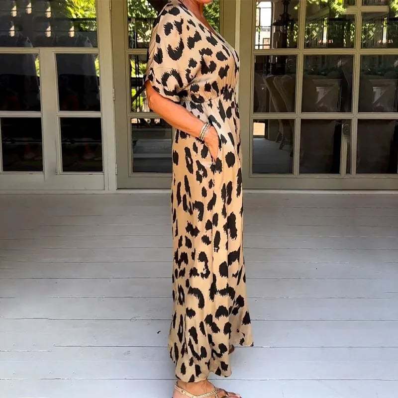 🔥Loose Leopard V-Neck Maxi Dress