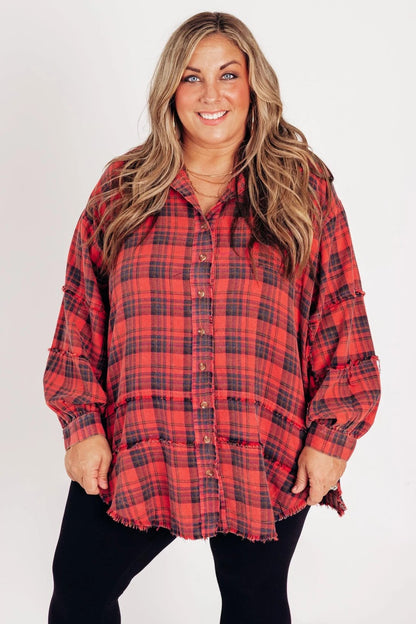 🔥Last 24 hours - 49% OFF👚Women's Seams Raw Edge Washed Over sized Shirt Jacket with Pockets