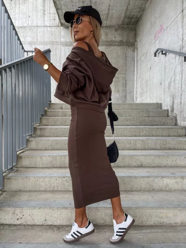 Women's Sleeveless Dress & Short Hoodie 2 Piece Set