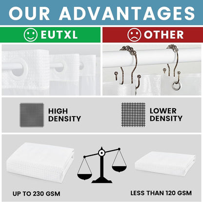 🔥🔥No Hook Shower Curtain with Snap in Liner