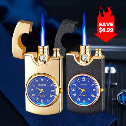 Windproof Torch Lighter with Clock