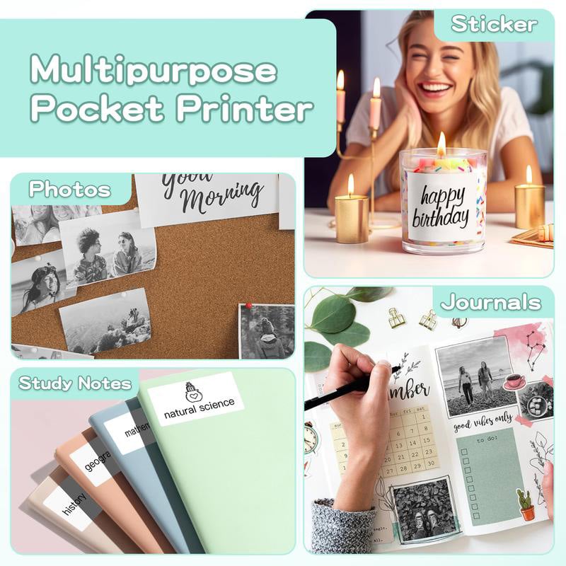 ✨Black Friday Promotion 49% OFF🔥 Mini Sticker Printer-2 Inch Bluetooth Thermal Pocket Printer