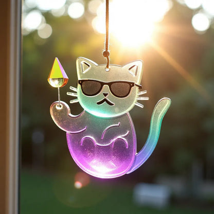😺Limited Edition Hot Sale 49% Off-Colorful Cat Sun Catcher