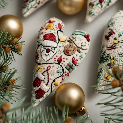 🎉2025 Christmas Sale 50% Discount - DIY Heart Shaped Hand Embroidered Christmas Ornament Kit