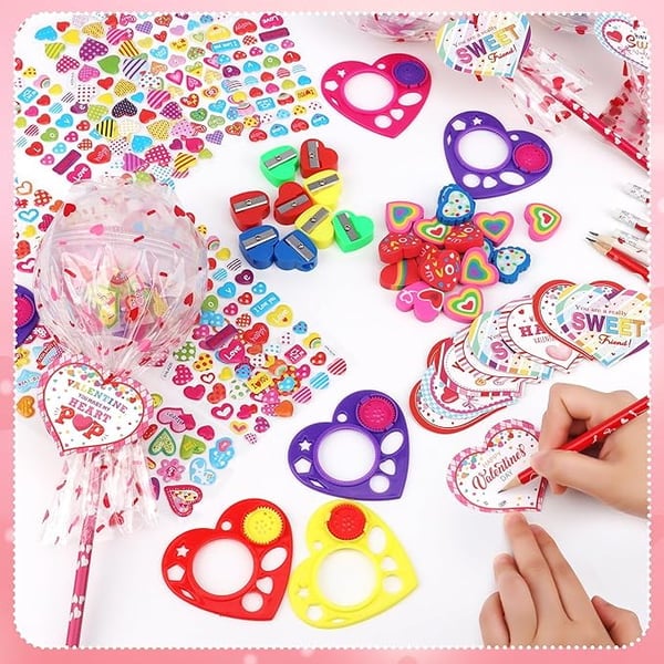🎉Valentine's Day deals 49% OFF - Valentines Day Gifts for Kids - 24 Pack Giant Lollipop-Shaped Stationery Set🍭