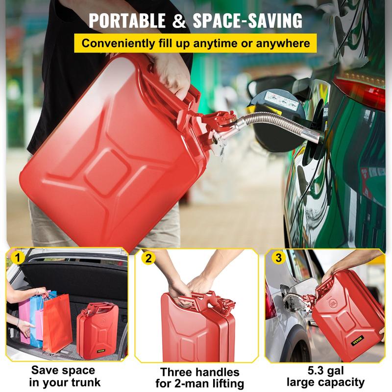 ✨LAST DAY ONLY 49% OFF🔥5.3Gal / 20L Portable Jerry Gas Can with Flexible Spout System