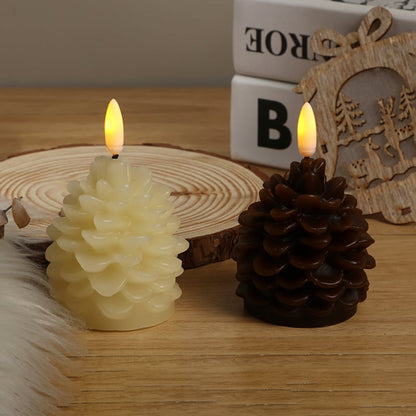 🔥Flameless Pinecone Candles Battery Operated with 6 Hour Timer