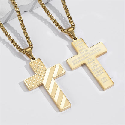 ✝️✨49%OFF- 🎁IronPride Cross American Flag Cross Necklace