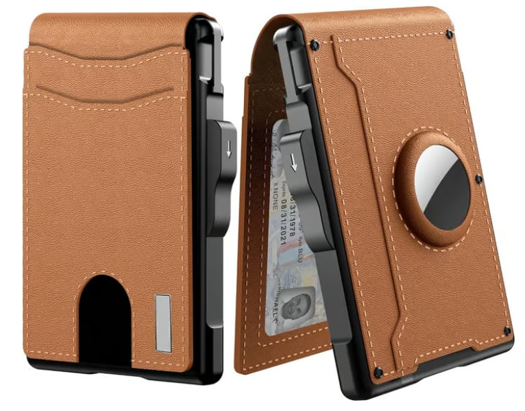 ✨Wallet for Men - with Pop Up Aluminum Case Money Clip Slim Leather Slots Credit Card Holder RFID Blocking Bifold Minimalist Wallet