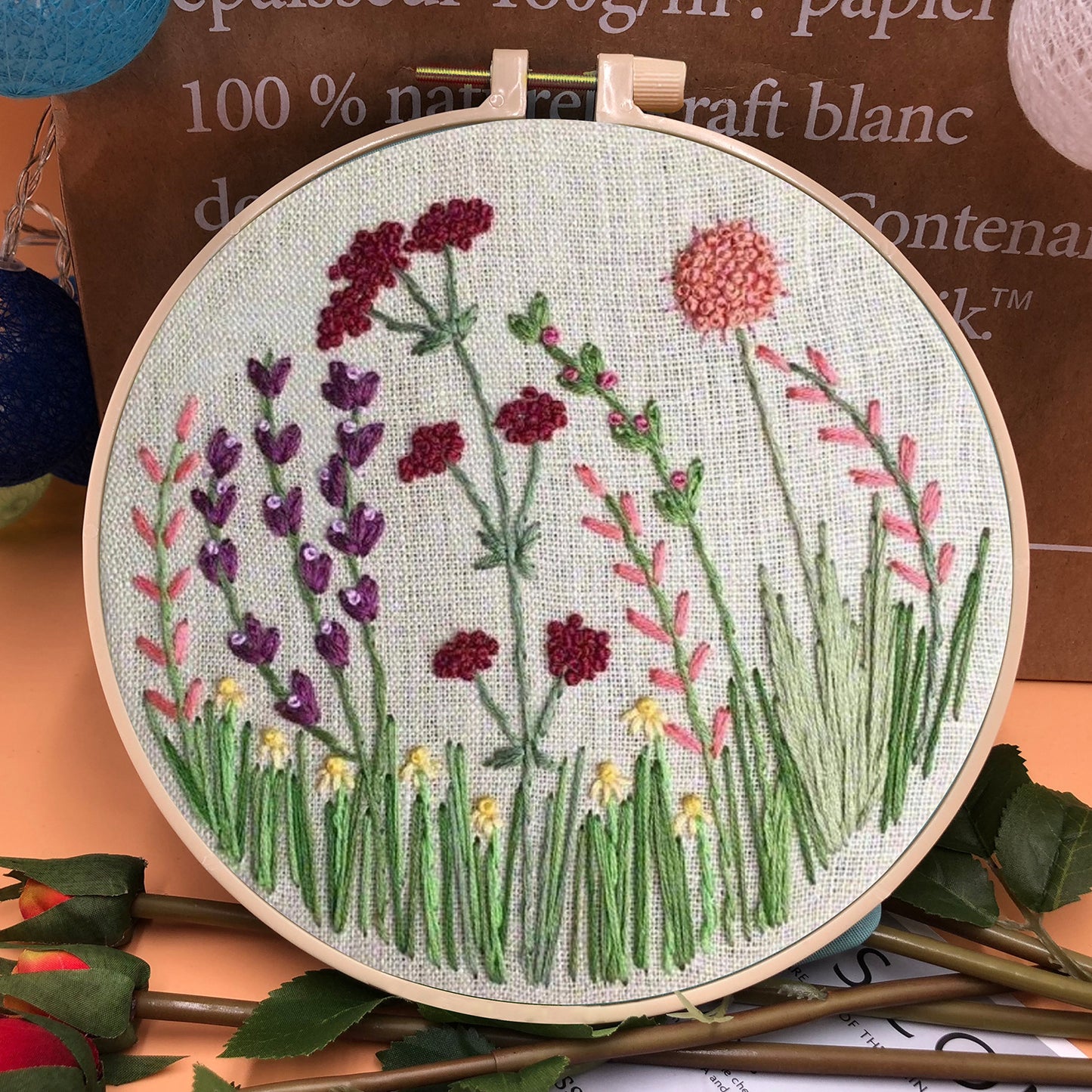 Perfect Gift - Embroidery Hoop Flower Kit for Beginner