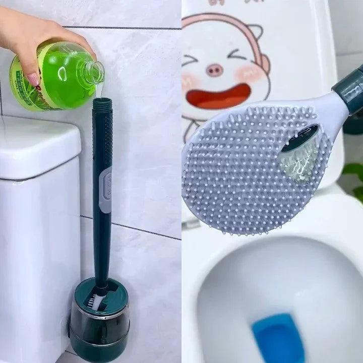 🔥Blowout Sale - 🔥Household punch-free wall hanging long handle silicone toilet brush