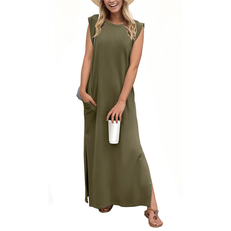 ⏰HOT SALE-WOMEN SUMMER CASUAL LOOSE SPLIT WRINKLE-FREE LONG DRESS