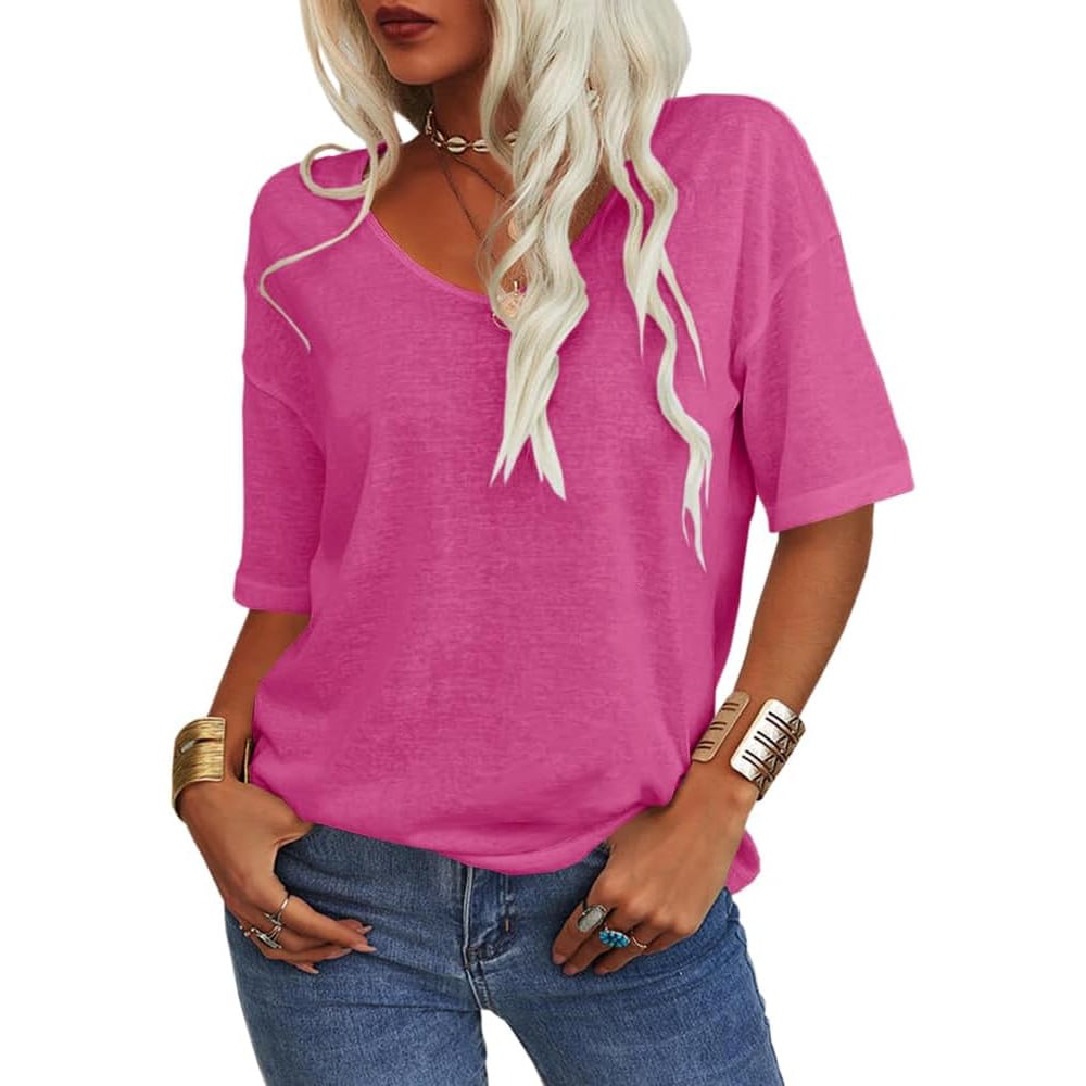 🔥Last Day 49% OFF🔥Women's Solid Color V-Neck T-shirt