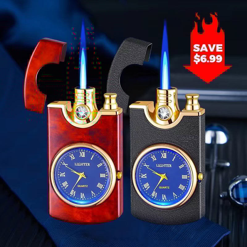 Windproof Torch Lighter with Clock