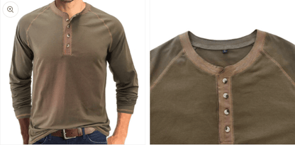 Soft Cotton Fabric Henley Collar T-Shirt