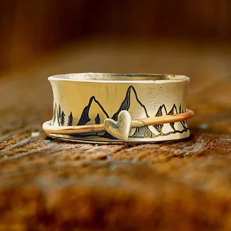 925 Silver Keep Climbing Large Circle Fidget Ring