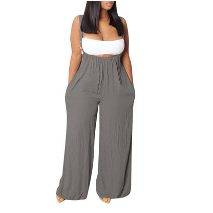 ✨LAST DAY ONLY 49% OFF🔥Women's Drawstring Tie Back Wide Leg Pocket Suspender Pants