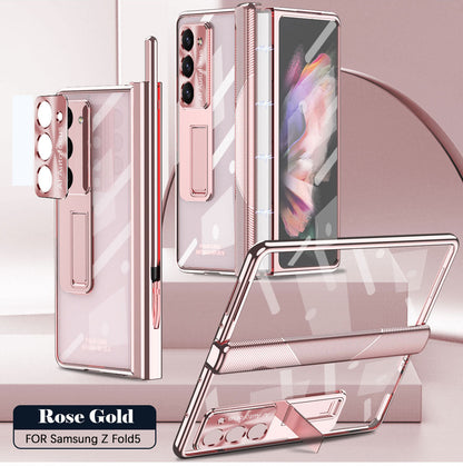 Magnetic Hinge Plating Case For Galaxy Z Fold5 Fold4 Fold3 With Double Hinge Protector