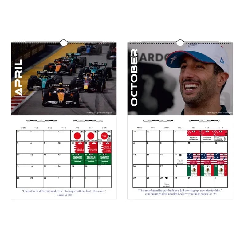 2025 F1 Wall Calendar