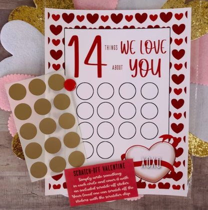 Valentine's Scratch Off Advent "14 things I or WE love about you!"