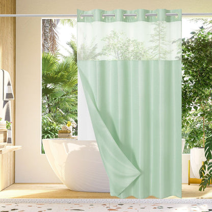 🔥🔥No Hook Shower Curtain with Snap in Liner