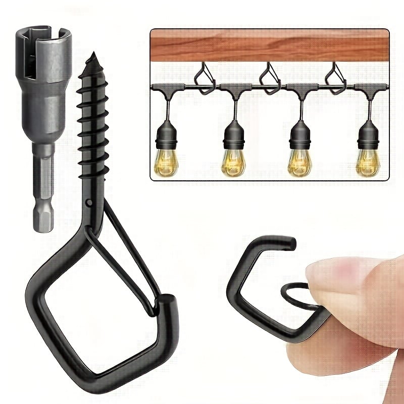 🌲Christmas Sale 49% OFF🌲 -10pcs Square Snap Hanging Hooks - Anti-Drop Bonsai Hooks with Safety Buckles for Christmas Rope String Lights