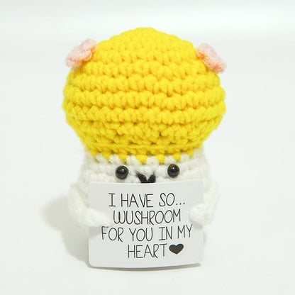 New Positive Energy Potato Hug Pocket Mini Handmade Plush Wool Knitting Doll with Card Funny Christams Gift Home Room Decoration