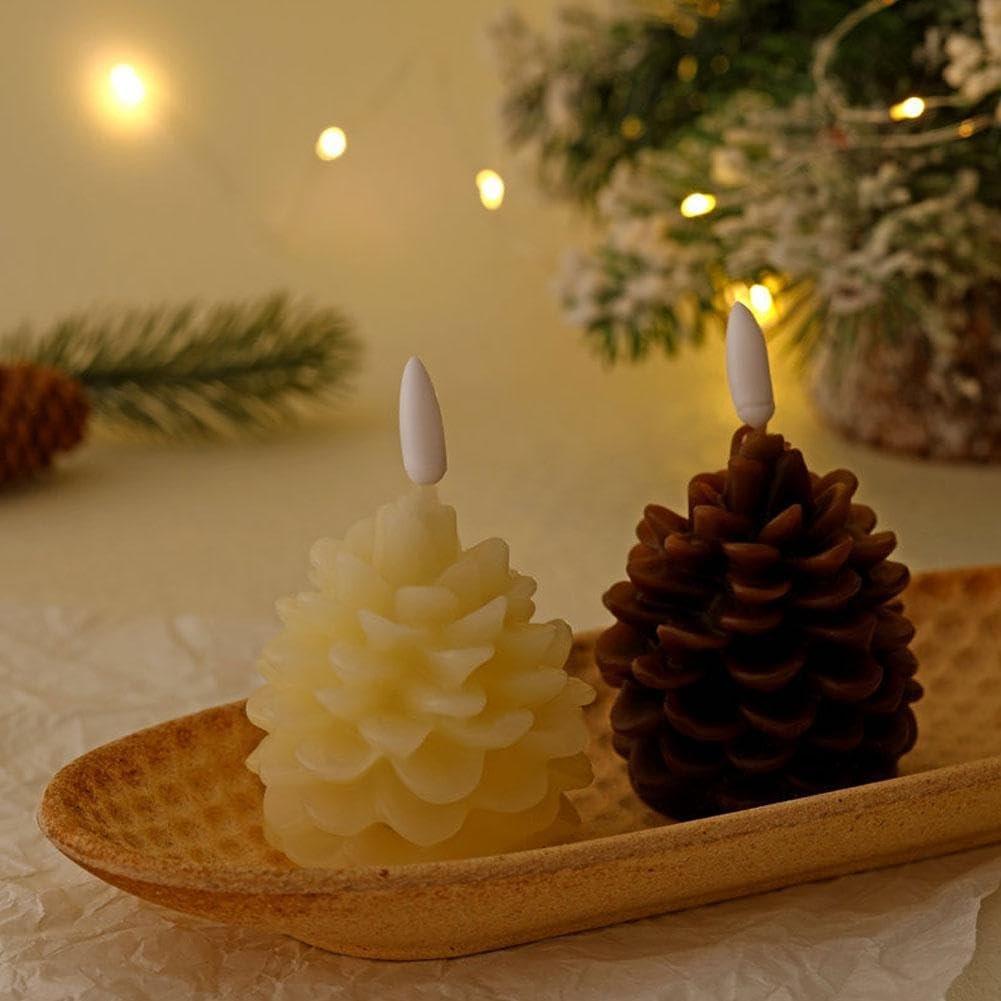 🔥Flameless Pinecone Candles Battery Operated with 6 Hour Timer