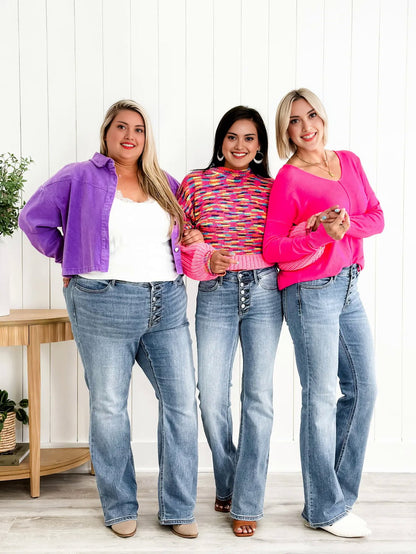 📢New Exclusive Flash Sale 49% OFF💕Mid Rise Button Fly Bootcut Jeans