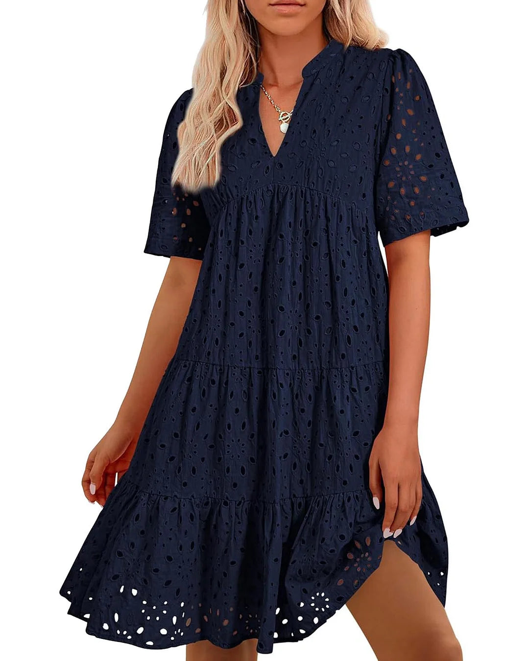 🌸Spring Specials🌸Elegant Hollow Out Lace Ruffle Casual Mini Dress