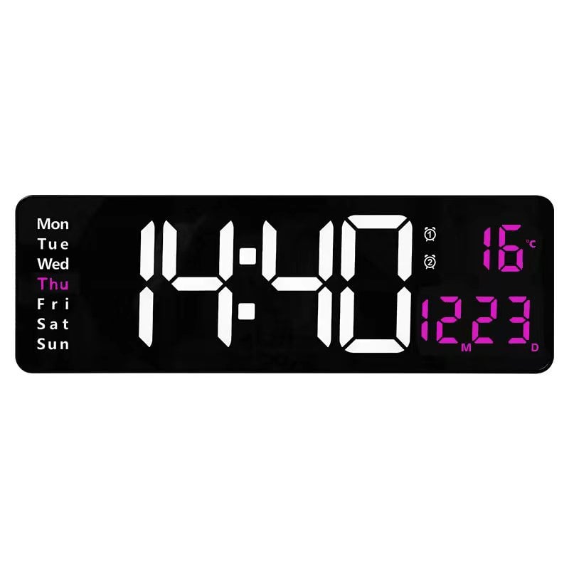 8.67''/16" Digital Wall Clock with RGB Color Changing Remote Control