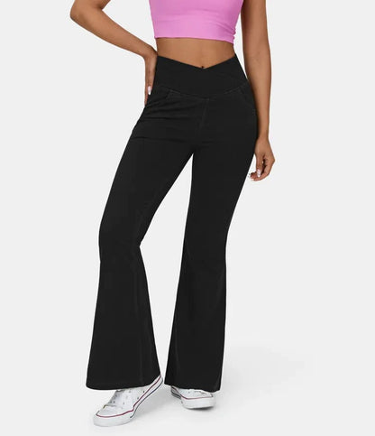 🔥HOT SALE-49% OFF🔥Stretchy Denim High Waisted Crossover Flare Pants👖