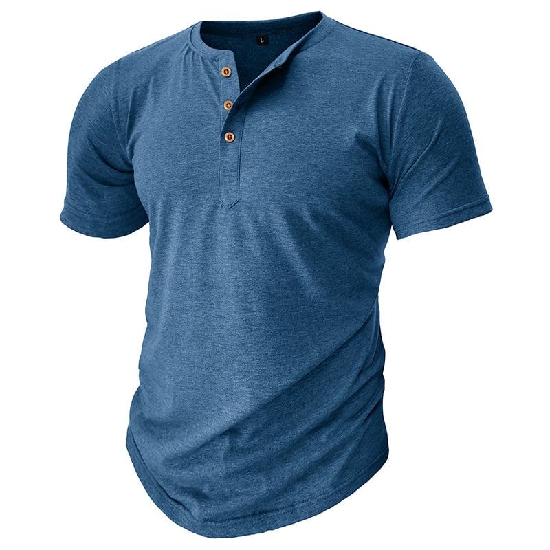 2025 Newest Men's Muscle Slim Henley Shirts with Button
