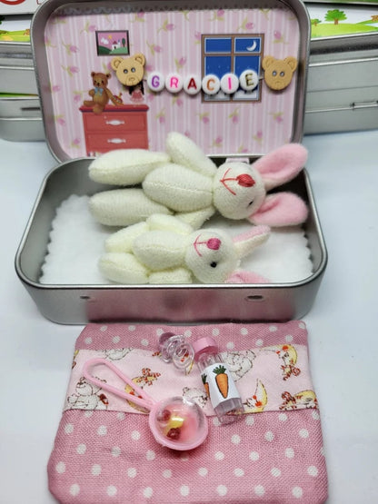 🐰Handmade Bunny Mummy Tiny Plush Pocket Tin