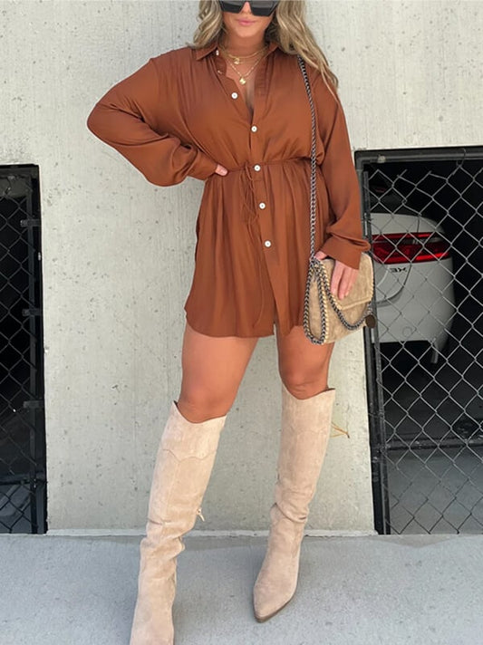 Solid Color Long Sleeve Shirt Bodysuit