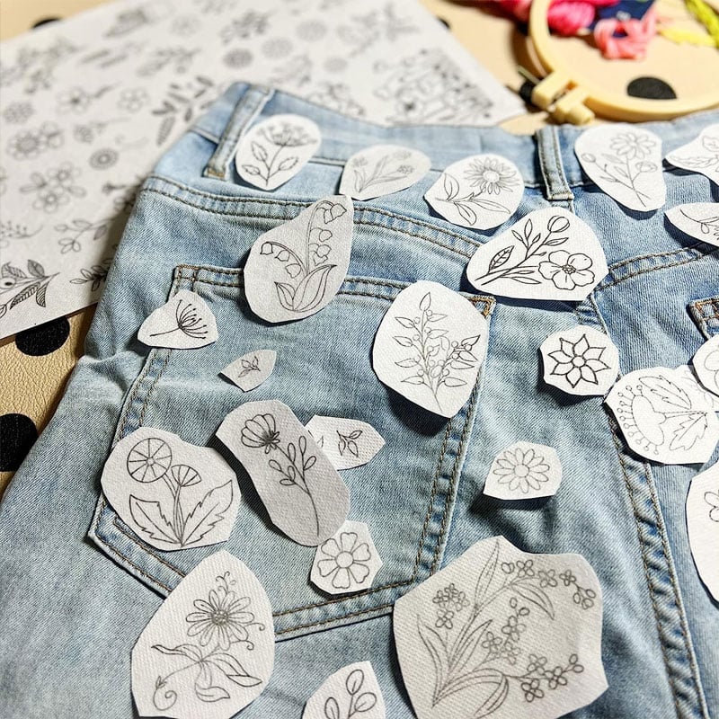 Water Soluble Flower Patterns for Embroidery