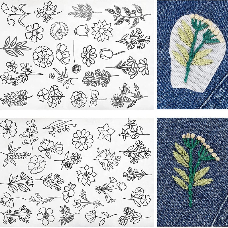 Water Soluble Flower Patterns for Embroidery