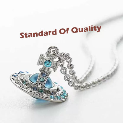 Saturn 3D Crystal Necklace – Stunning & Adjustable Pendant