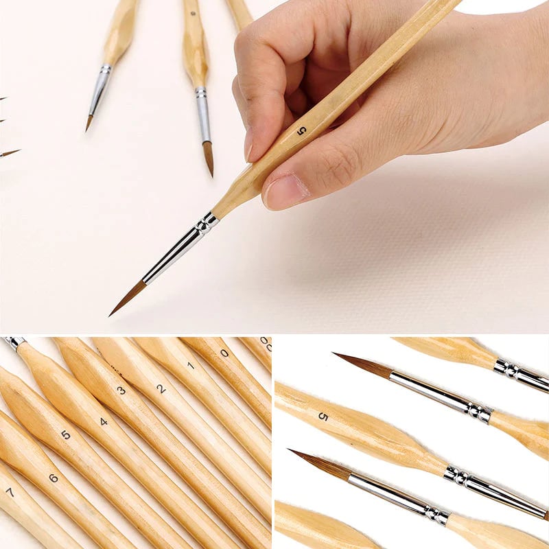 11 Pcs Miniature Detail Paint Brush Set