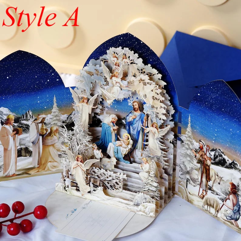🎄🎅Early Christmas Promotion - 49% OFF🎄Handcrafted 3D Nativity Scene Christmas Scene Greeting Card