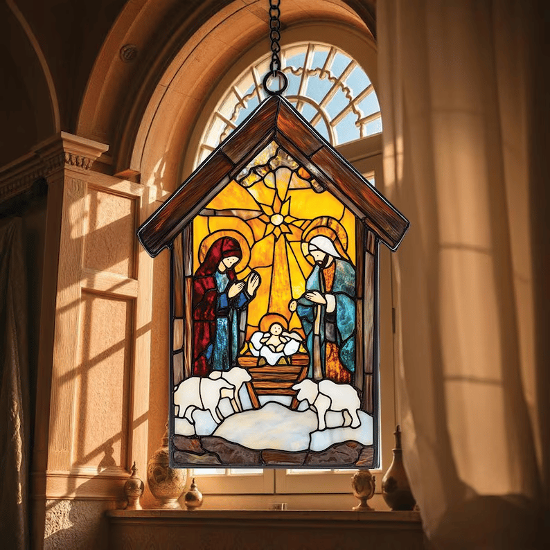 🎄2025 Christmas Home Decor-Nativity Jesus Christ Decoration Suncatcher
