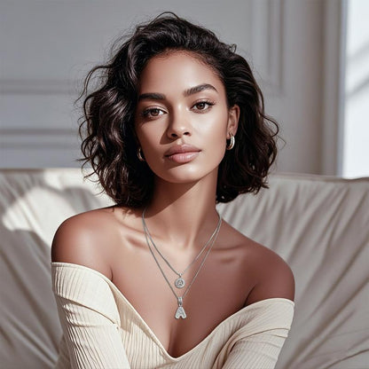 2 Pack - Initial Letter Pendant Necklaces