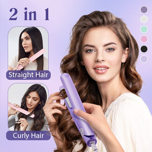 🔥49% OFF🔥2-in-1 Mini Curling Wand & Flat Iron Hair Straightener
