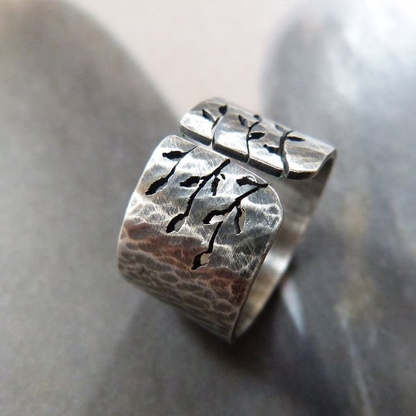 🔥 Hot Sale 49% OFF🎁Sterling Silver Tree of Life Wide Band Ring