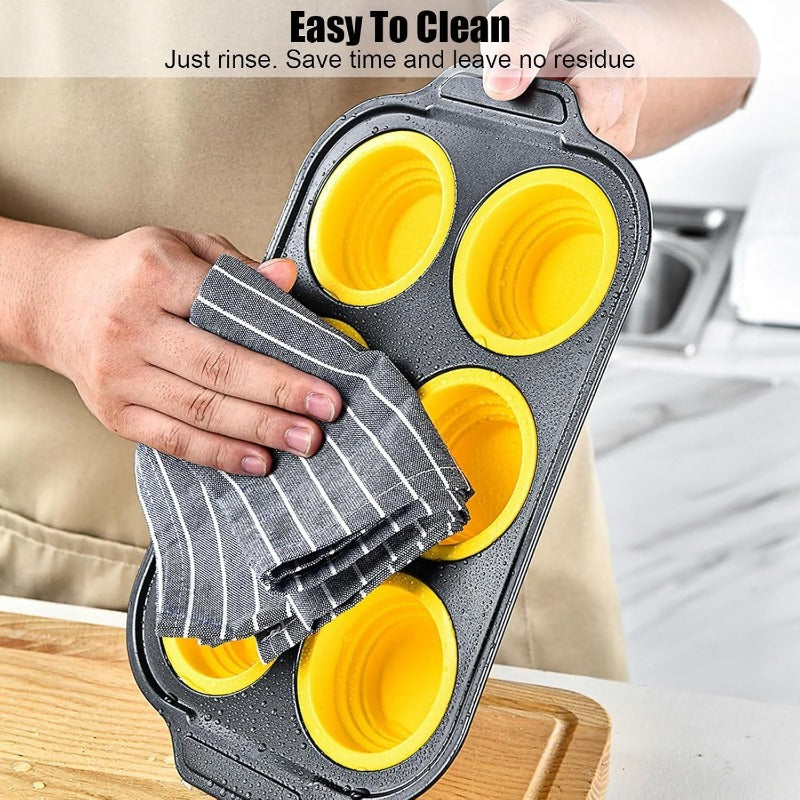 Press-Release Silicone Muffin Pan with Sturdy Metal Frame
