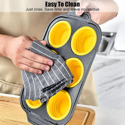 Press-Release Silicone Muffin Pan with Sturdy Metal Frame