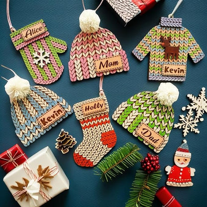 Wooden DIY Knitted Ornaments