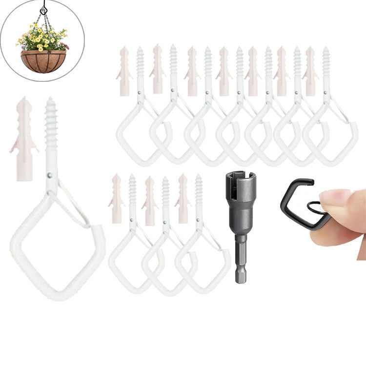 🌲Christmas Sale 49% OFF🌲 -10pcs Square Snap Hanging Hooks - Anti-Drop Bonsai Hooks with Safety Buckles for Christmas Rope String Lights