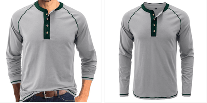 Soft Cotton Fabric Henley Collar T-Shirt
